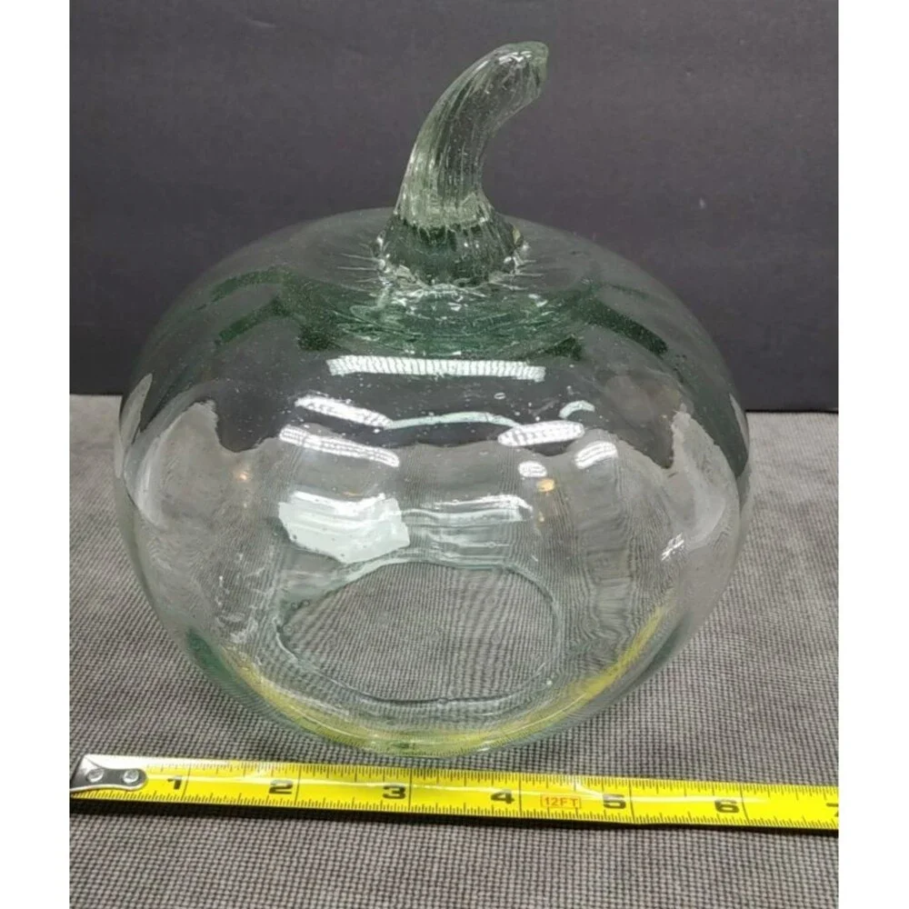 Pottery Barn Pumpkin Clear Recycled Glass Cloche Fall Harvest Décor 6”